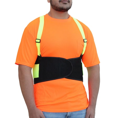 Back Support Belt, Hi-Viz Green, Size: 2XL